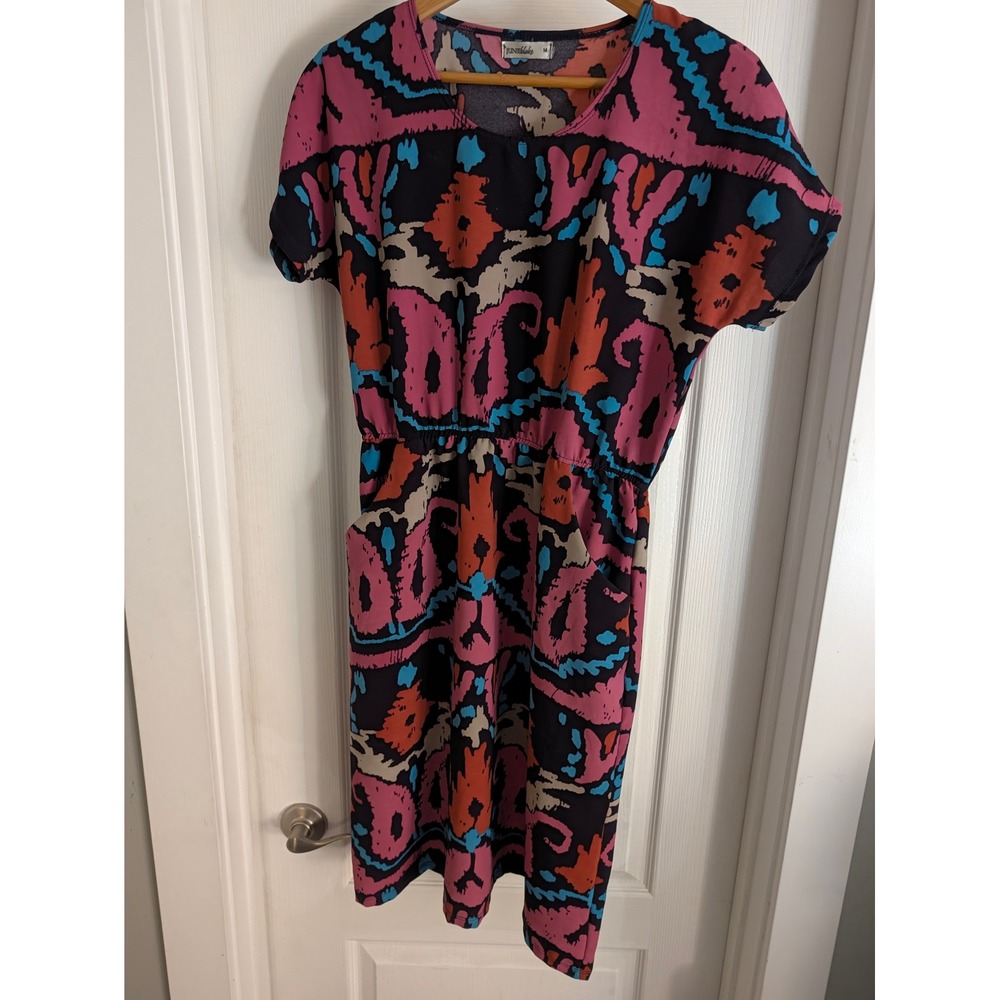 Junie Blake Dreamlight Collection Abstract Print Elastic Waist Day Dress Medium - Picture 2 of 5